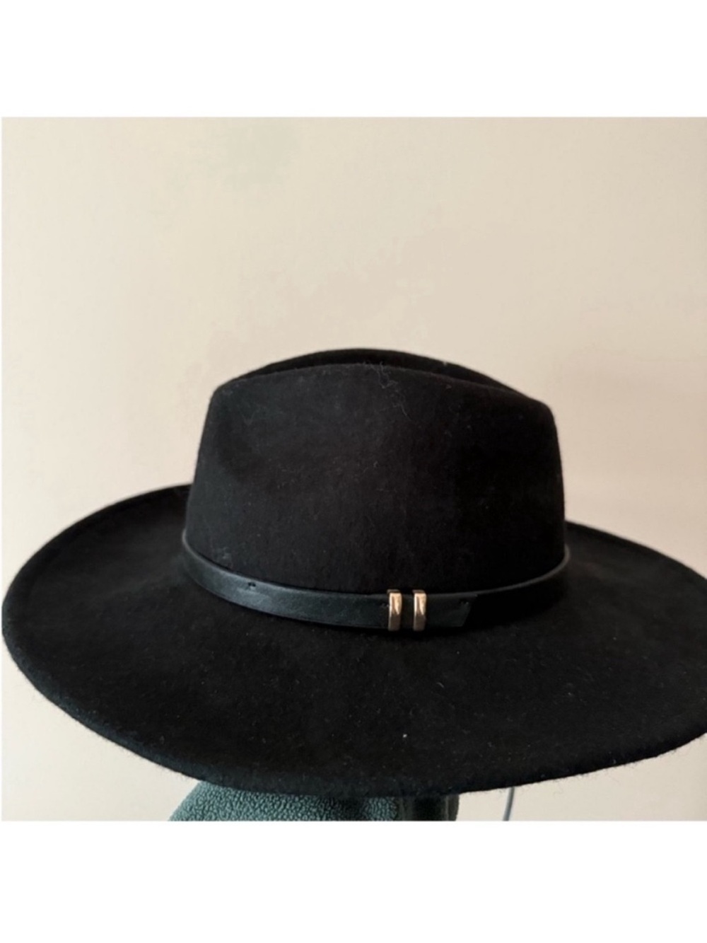 House of Harlow 1960 Black Hat with Gold Detail